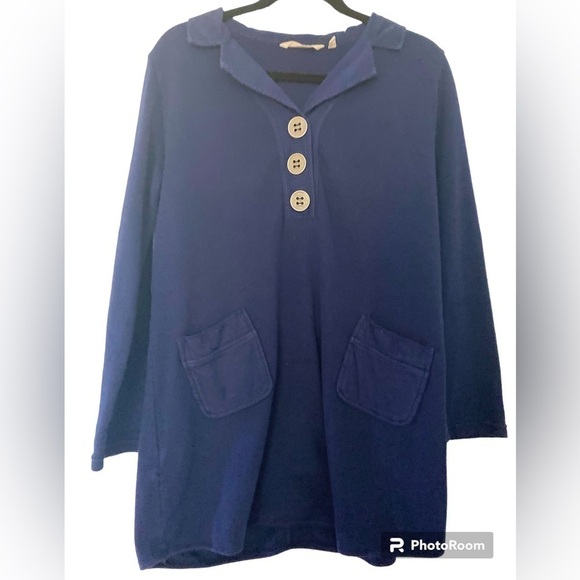 Soft Surroundings Take Two waffle knit sweater. Size PL, Navy Blue. Pullover. - Picture 1 of 6